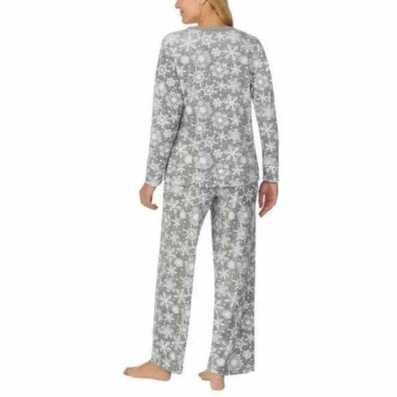 25. NWT Nautica 2-Piece Gray Snowflake Long Sleeve Fleece Pajama Set Small - Picture 6 of 7